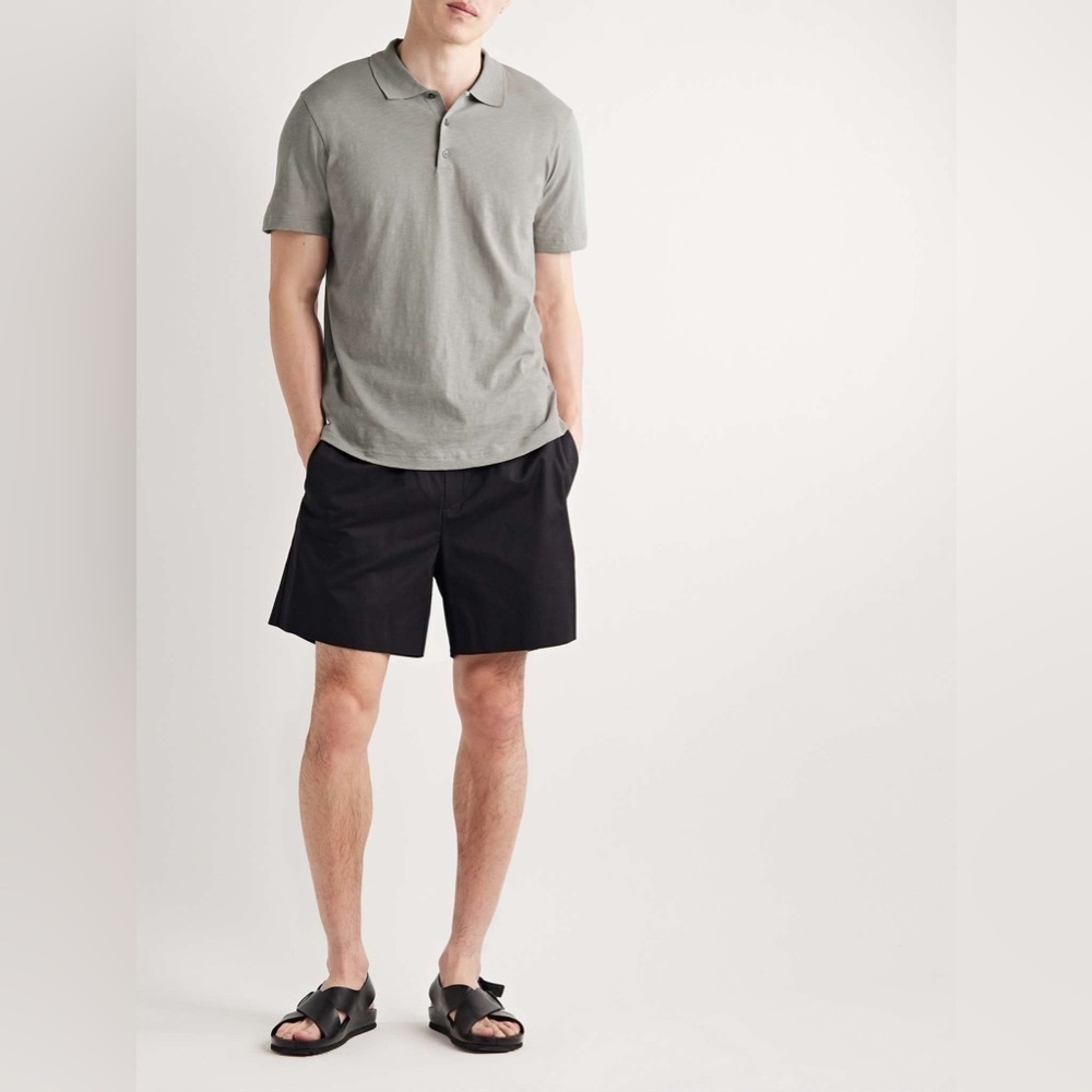 Theory Polo Mens Size XL Gray Short Sleeve Collar Quarter Button Cotton Blend